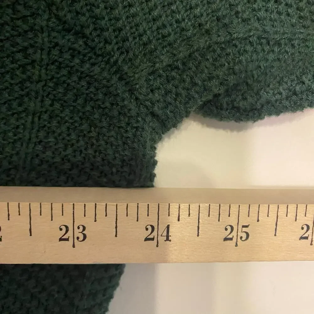 Mens US Polo Assn Green Thick Cable Knit Pullover Sweater Preppy Crew Neck Large